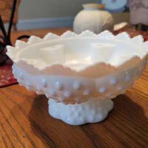 Fenton Hobnail Milk Glass Candle Holder